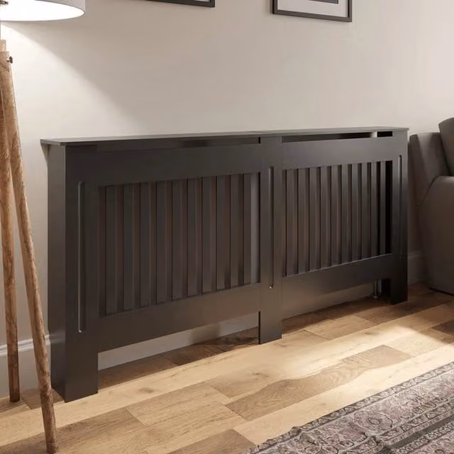 Temprazo Free Standing Vertical Slat Radiator Cover in Anthracite Grey, W/H: 112 x 172 cm