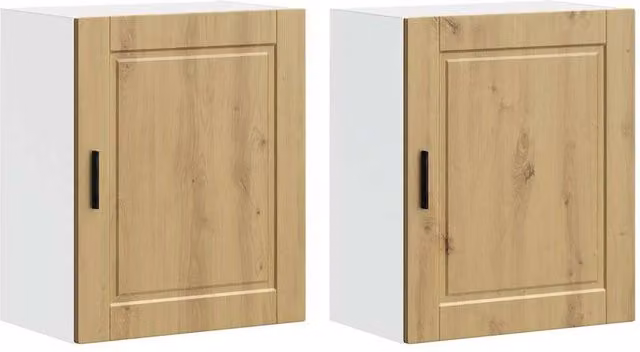 Berkfield Home Porto Artisan Oak Kitchen Wall Cabinets, 2 Piece Set, Brown