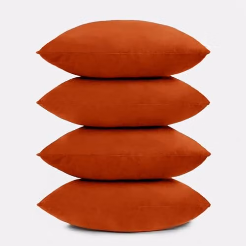 OHS Set of 4 Burnt Orange Matte Velvet Square Cushions, W/D/H: 45 x 45 x 45 cm – 3