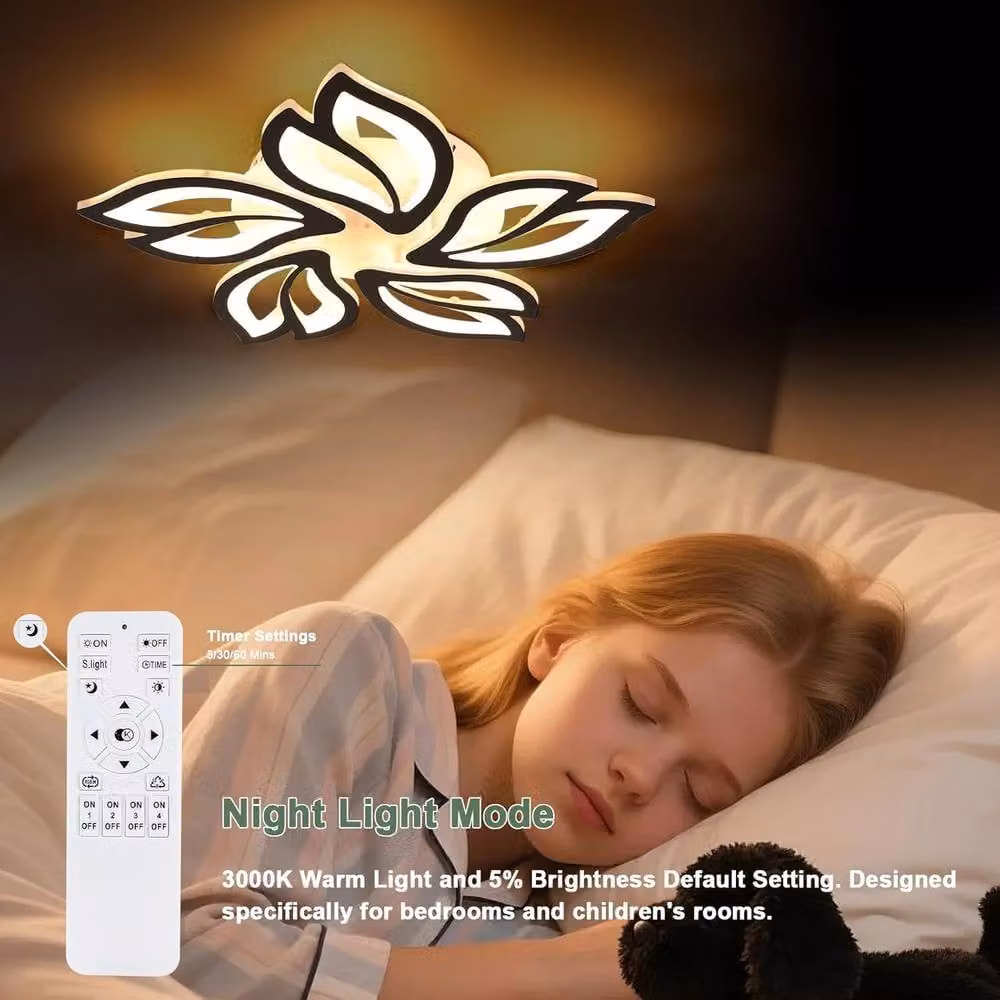 Goeco Dimmable LED Ceiling Light with Remote Control, White Flower Shape Modern Organic Design – 3