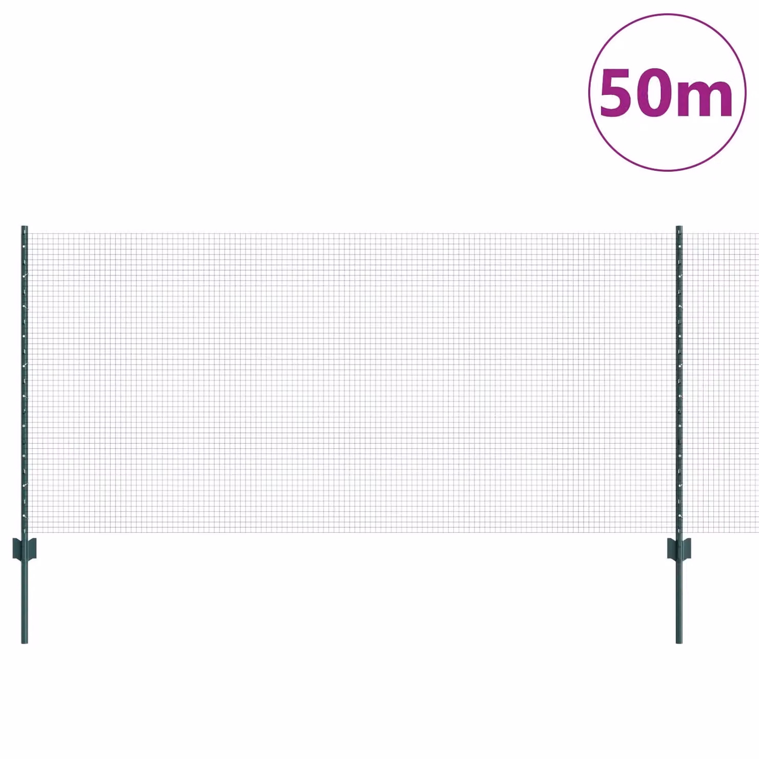 Berkfield Home Green Steel Welded Wire Fence with 22 U-Profile Posts, 1 x 50 m – 2