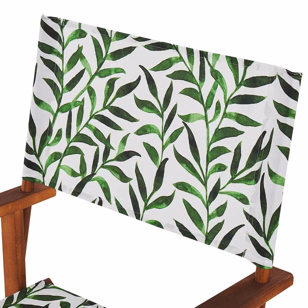 Wyld and Coco Garden Director Chairs 2 Pack, Reversible Leaf Design in Green, Acacia Wood – 3