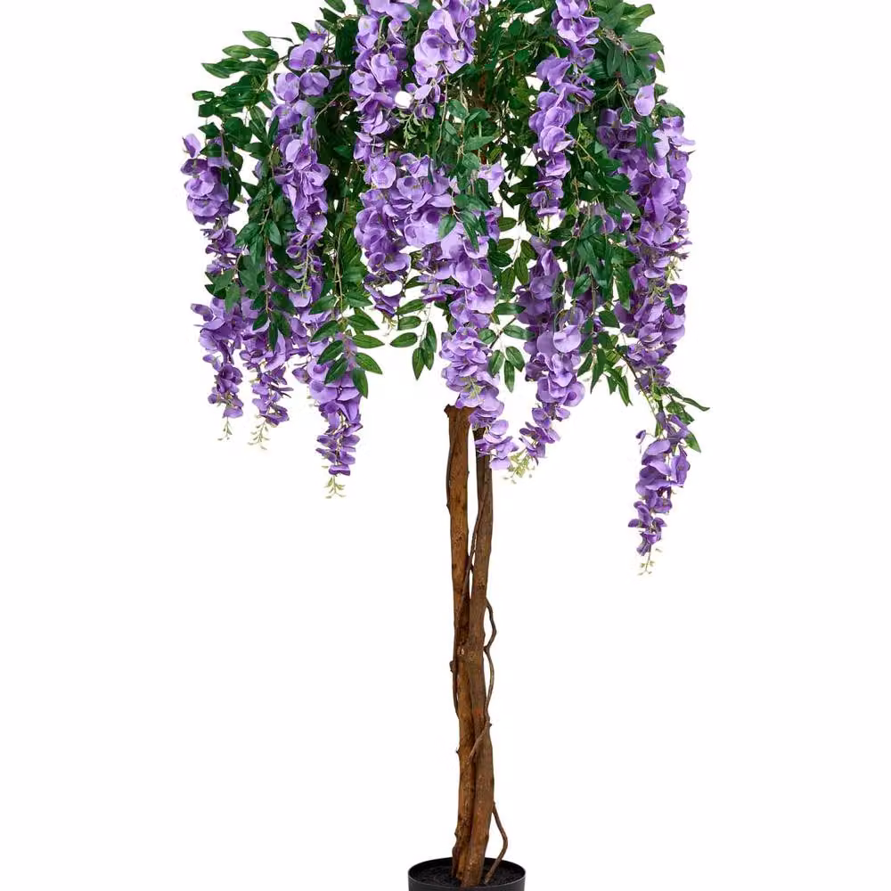 Wyld and Coco Artificial Wisteria Potted Floral Decor, Green and Purple, Height: 150 cm – 2
