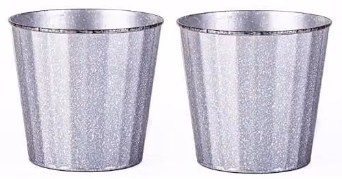 Garden Gear Steel Effect Planter, Silver, Diameter: 32 cm