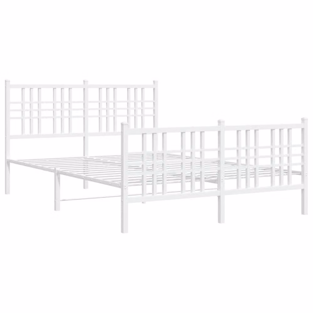 Berkfield Home Metal Bed Frame with Footboard, White, W/D/H: 140 x 190 cm – 3