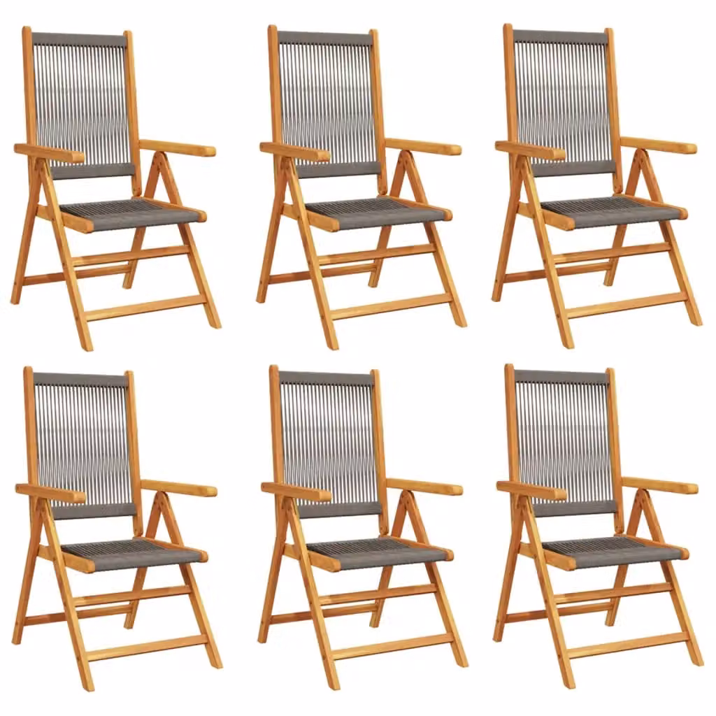 Berkfield Home Set of 6 Reclining Grey Acacia Wood Garden Chairs – 2