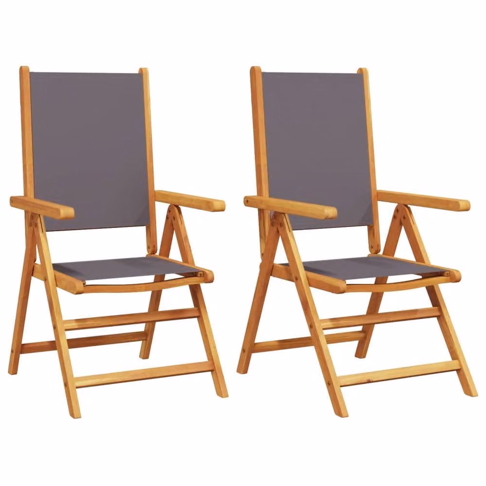 Berkfield Home Beautiful Garden Chairs, Set of 2, Anthracite, Oiled Acacia Wood and Polyester Fabric – 2
