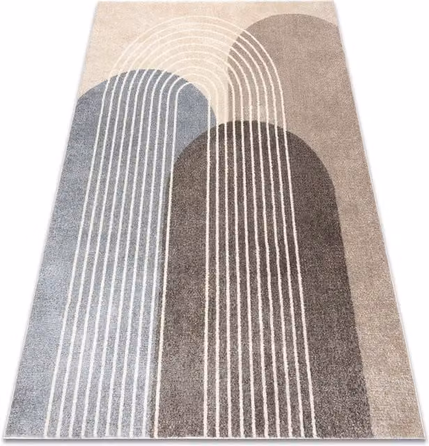 RugsX Fusion Geometric Modern Rug in Beige, W: 140 cm, D: 190 cm