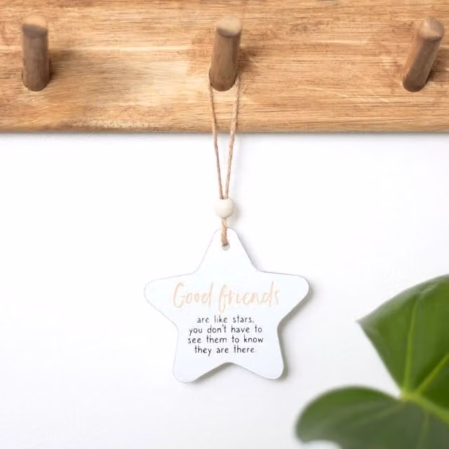 Kingsbury Gifts Good Friends Small Hanging Star Sentiment Wall Plaque in White