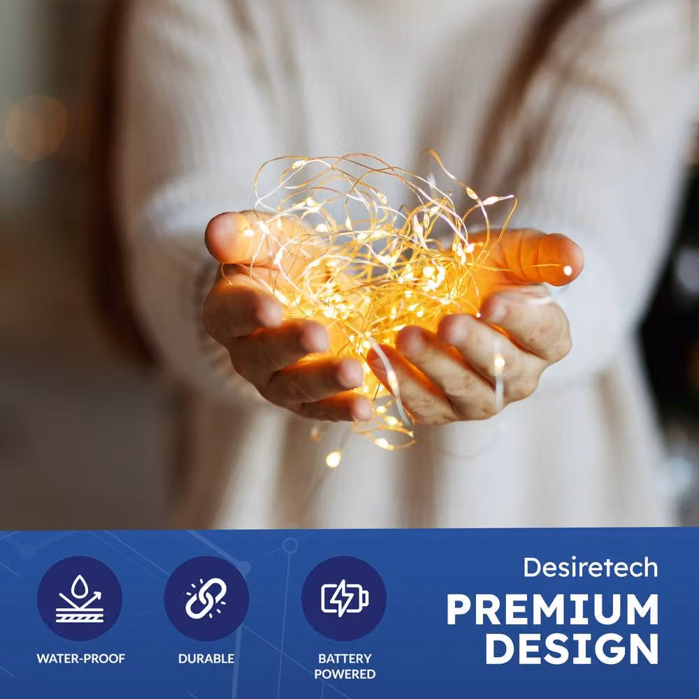 Desiretech 50 LED Battery-Powered Warm White Copper Wire Fairy String Lights – 2