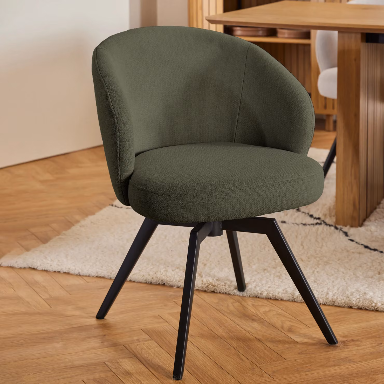 Furniture To Go Darlene Green Fabric Dining Chair with Armrests and Swivel Function – 6