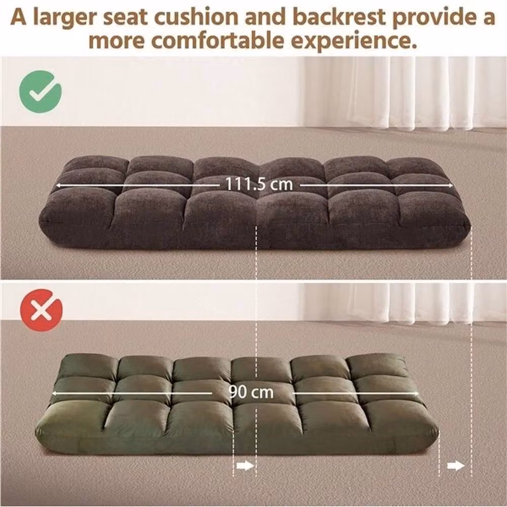 KORVIXA Brown Fabric Floor Folding Gaming Chair W/D/H: 100 x 100 x 90 cm – 4