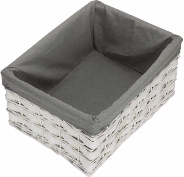 Red Hamper Scandi Wicker Storage Basket with White and Grey Lining – 1
