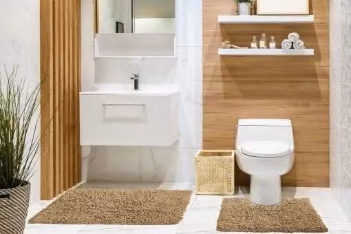 New Edge Blinds Tumble Twist Collection 2-Piece Pure Cotton Bath Mat and WC Pedestal Mat Set in Brown, W: 50 cm, H: 80 cm