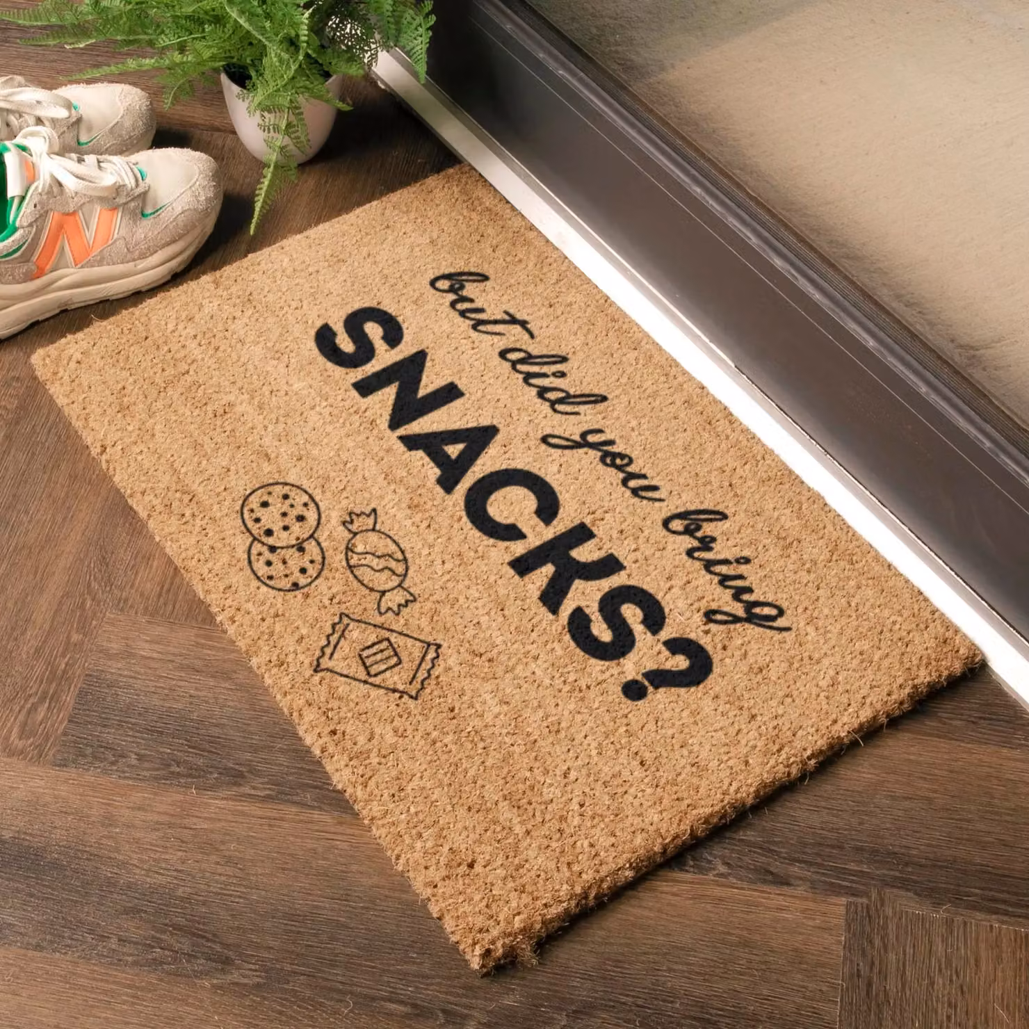 Artsy Mats But Did You Bring Snacks? Brown Coir Doormat, W: 60 cm, D: 40 cm – 2