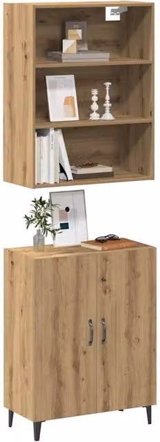 Berkfield Home Artisan Oak Sideboard and Wall Cabinet in Brown