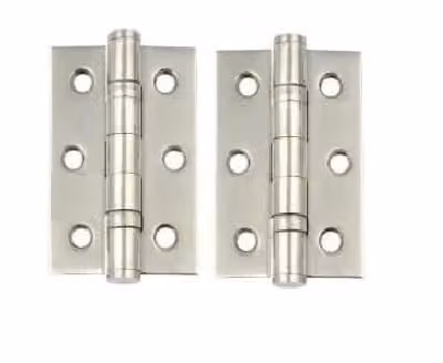 Golden Grace Satin Nickel Ball Bearing Butt Hinges, Silver, 75mm