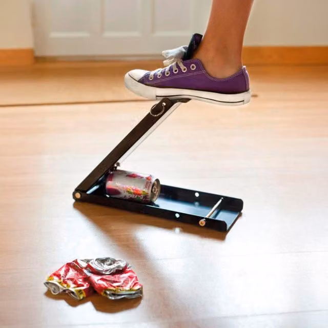 KitchenCraft Metal Floor Standing Foot Operated Can Crusher - Black