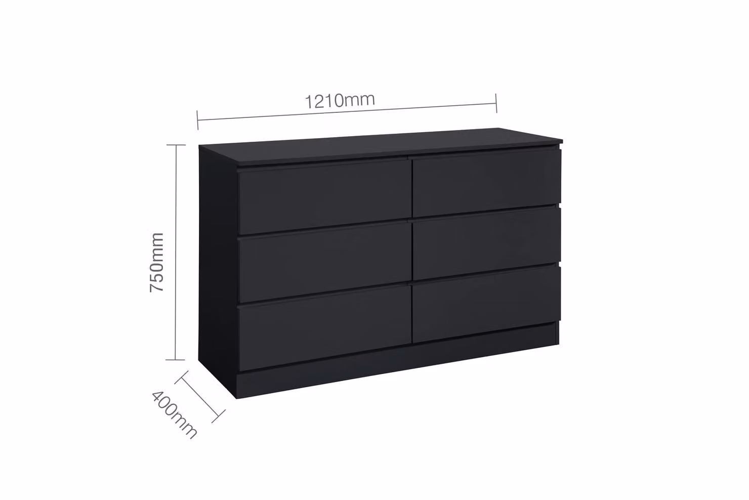 Birlea Oslo 6 Drawer Chest in Grey and Black W/D/H: 121.5 x 40 x 70 cm – 4