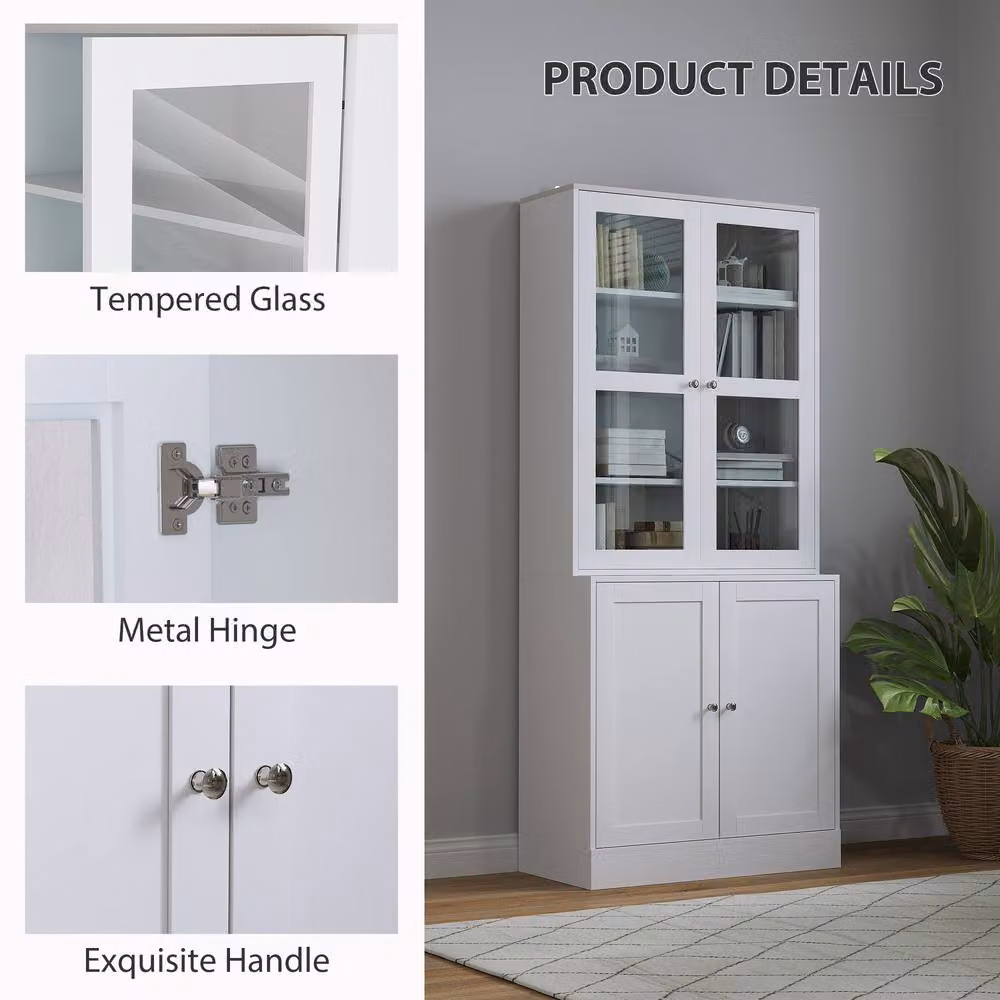 STILVORA White Modern Display Cabinet with Glass Doors and Internal Shelves – 4