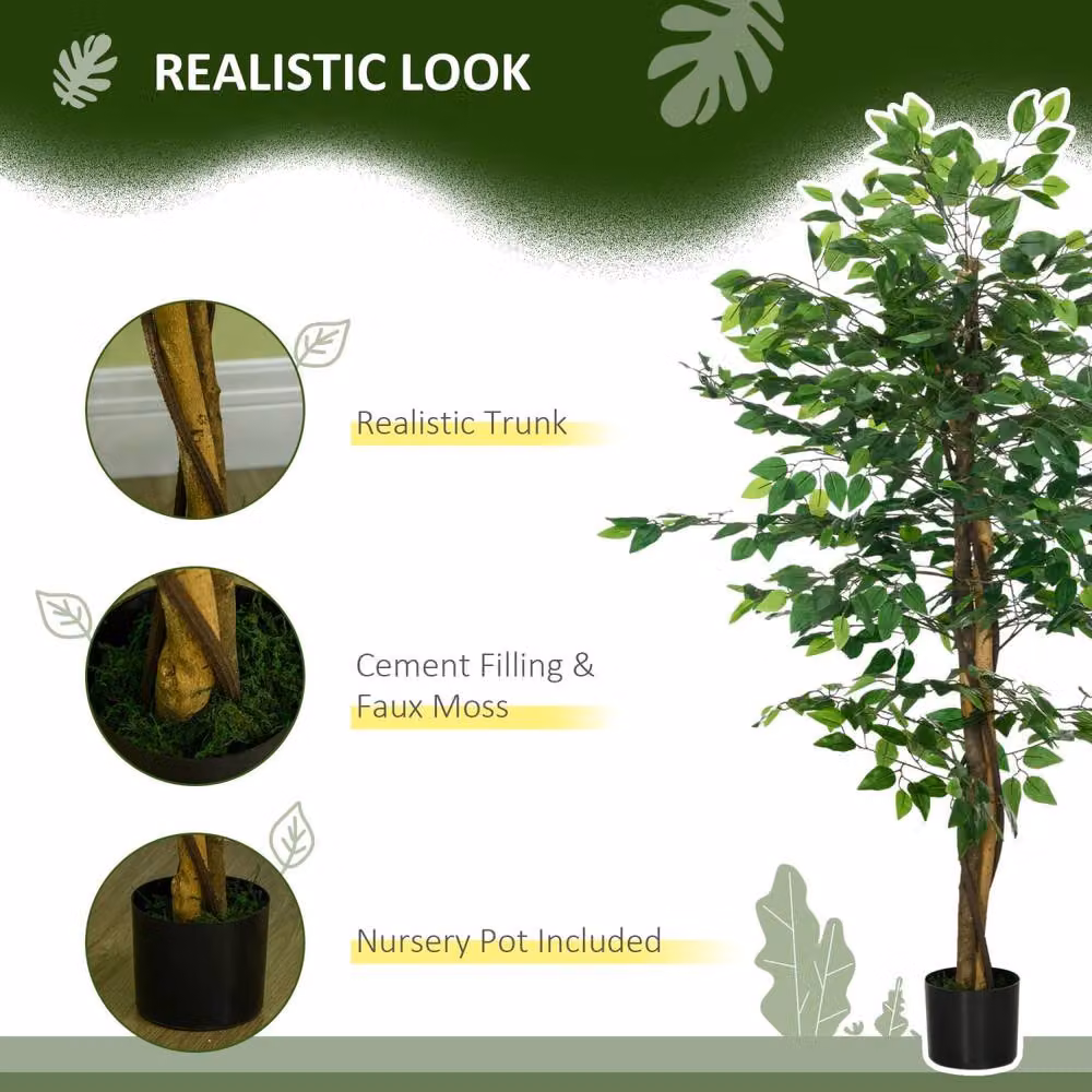 Wyld Haus Larane 150 cm Artificial Ficus Tree in Green with Stabilised Pot Base – 3