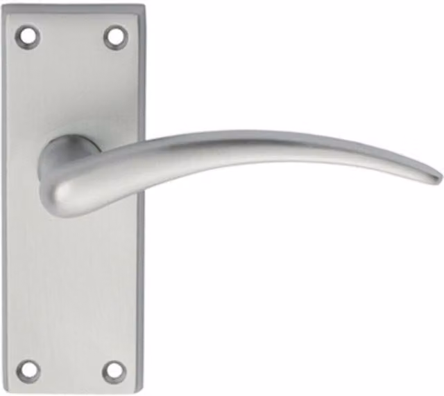 Loops Pair Slim Arched Door Handle on Latch Backplate, Satin Chrome, W: 150 mm x H: 43 mm