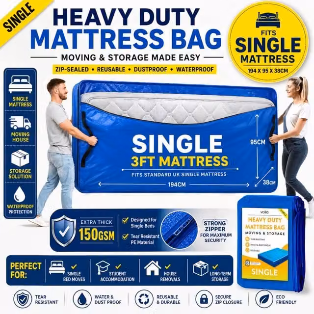 volila Waterproof and Heavy-Duty Mattress Moving Bag in Blue, Small – 1