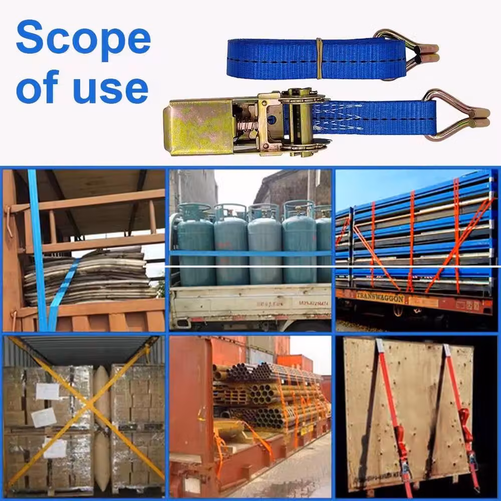 Hinsinc Heavy Duty Blue Ratchet Straps for Cargo and Trucks, Length: 10 m, Width: 50 mm – 2