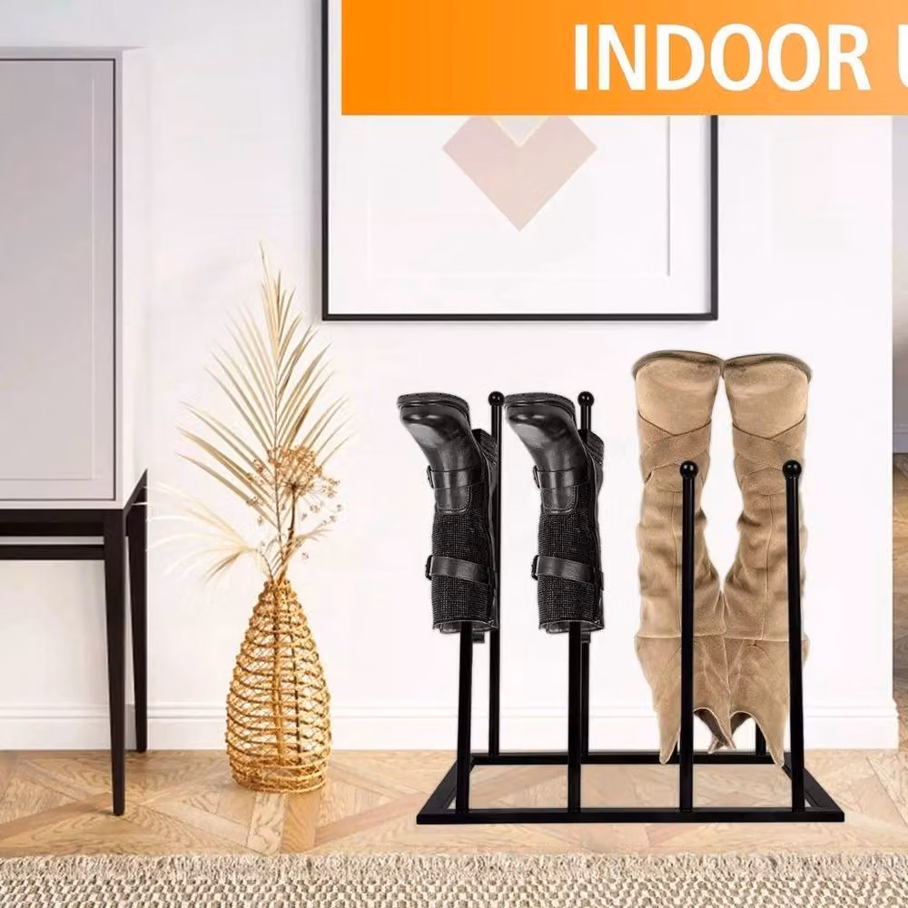 KORVIXA Metal Welly Boots Stand Rack in Black, Holds 4 Pairs – 4