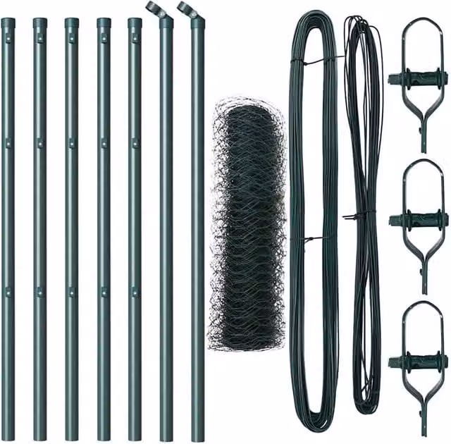 Berkfield Home Hexagon Steel Garden Fence, Green, H: 0.8 m x W: 10 m – 1