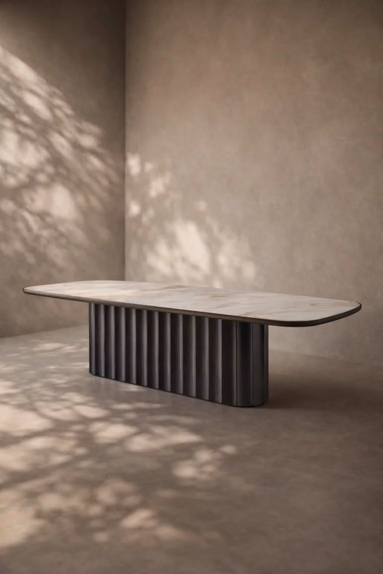 Tommy Franks Genio Oval Ceramic Dining Table with Central Column, W: 240 cm