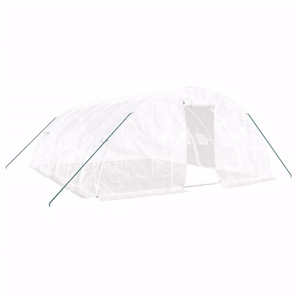 Berkfield Home Freestanding Steel Frame Greenhouse in White, W/D/H: 6 x 5 x 2.3 m – 2