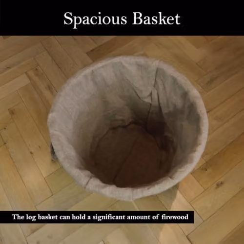 JVL Antiques Wash Brown Round Log Basket with Rope Handles and Canvas Lining, W: 37 cm, D: 50.3 cm, H: 52 cm – 4
