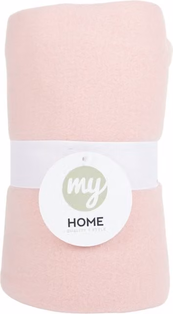 My Home Essential Soft Pink Fleece Throw