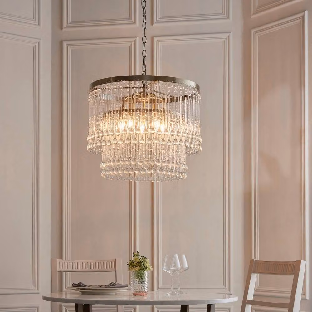 Netlighting Genevieve Pendant Light in Gold Brass with Transparent Crystal Glass, 5x E14 – 2