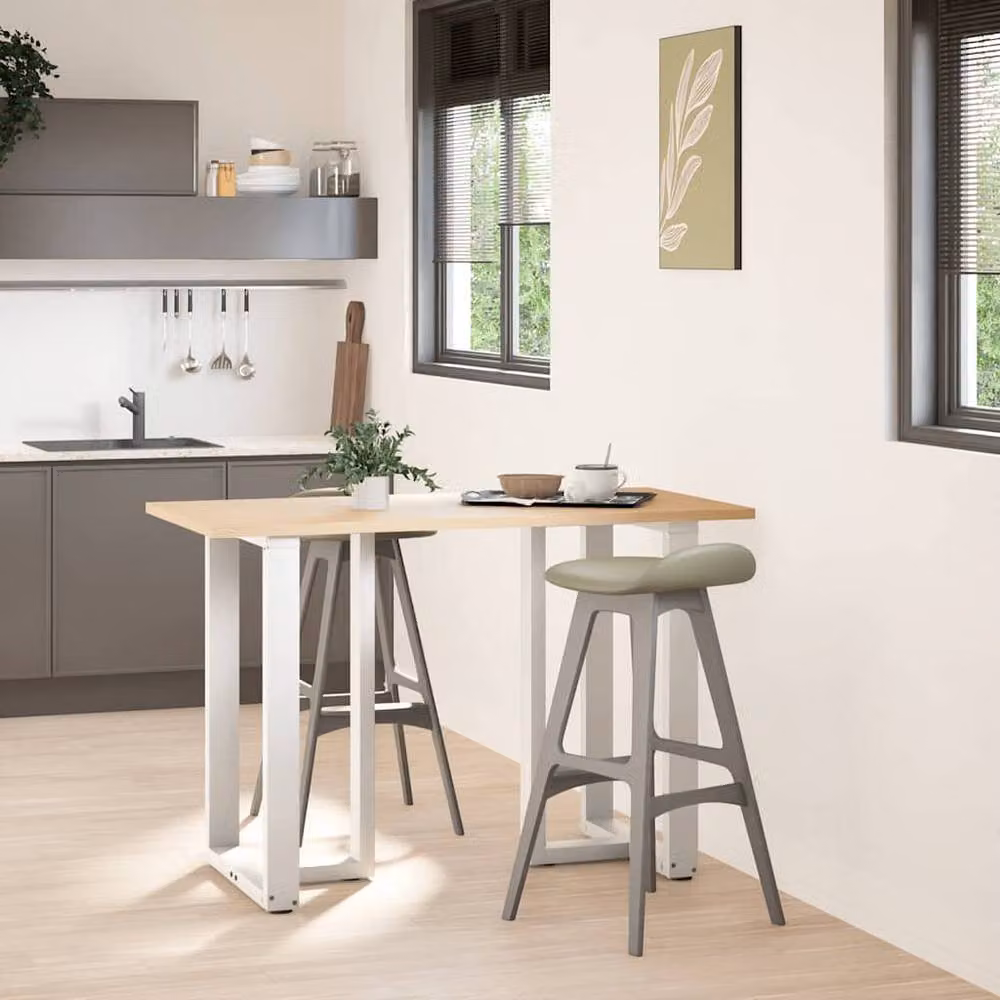 Berkfield T-Shaped Home Bar Table Legs, 2 Pieces, White Steel, W: 60 cm, D: 35 cm, H: 90-91 cm – 2