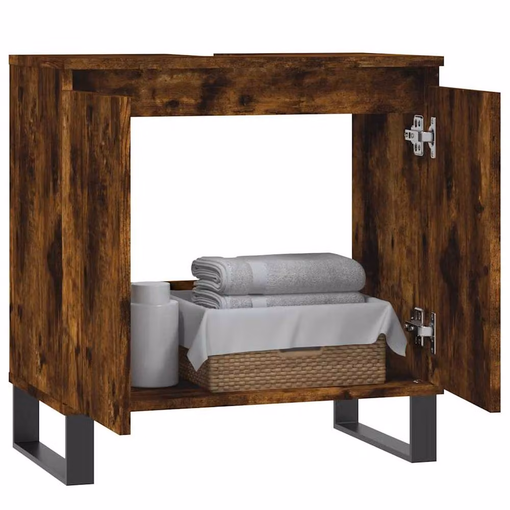 Berkfield Home Smoked Oak Bathroom Cabinet, Brown, W/D/H: 58 x 33 x 60 cm – 2
