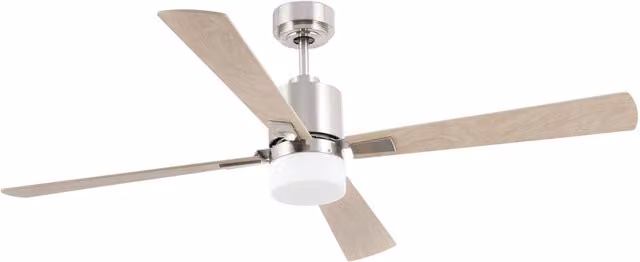 Faro Palk 2 Light Large Ceiling Fan in Matt Nickel and Maple with Remote Control and E14 Bulbs