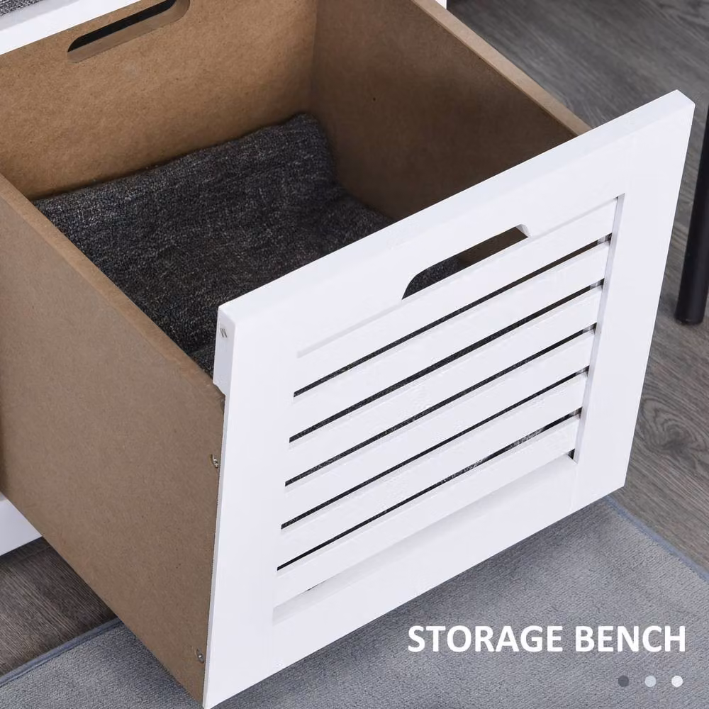 Wyld Haus Vesava White 3 Drawer Slatted Shoe Bench with Grey Padded Seat, W/D/H: 108 x 35 x 43 cm – 5