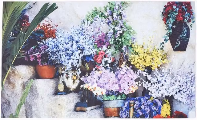 Homescapes Floral Non-Slip Recycled Rubber Doormat, Multicolour, W: 76 cm, D: 46 cm, H: 1 cm