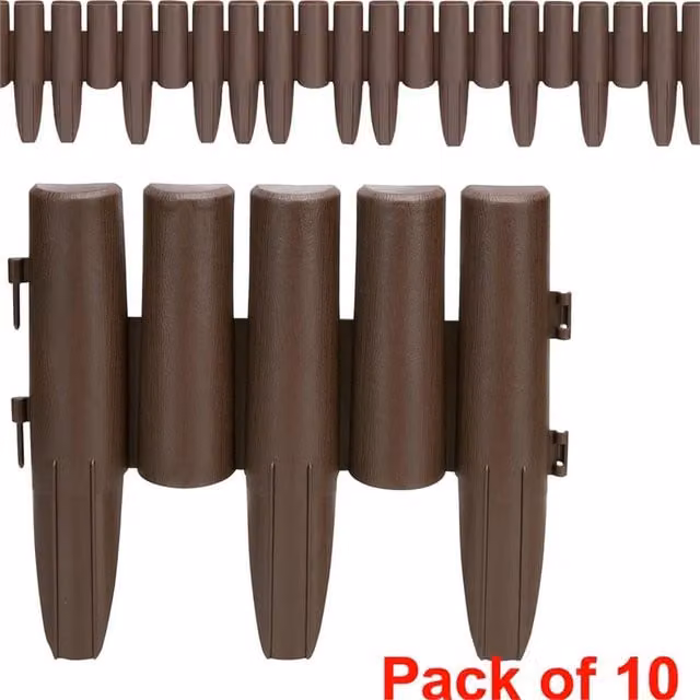 EONLION Brown Plastic Lawn Border Edge Fence, 10 Pieces – 1