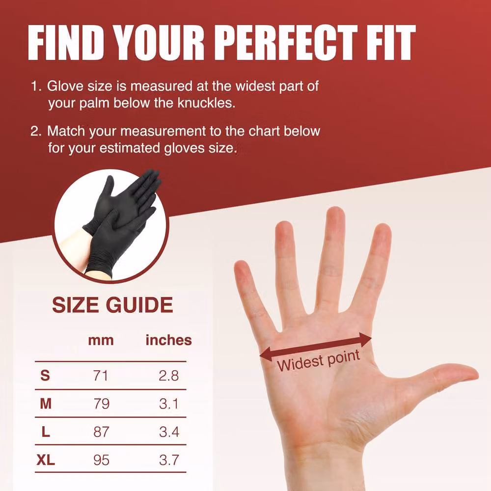 Merrimen Black Nitrile Disposable Gloves, Pack of 100 – 3