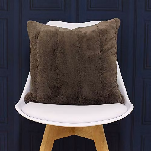 Paoletti Empress Square Faux Fur Filled Cushion in Brown/Beige, W/D/H: 55 x 55 x 55 cm – 2