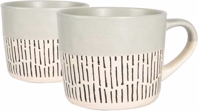 Nicola Spring Grey Stoneware Ceramic Coffee Mug Set, 2 x 450 ml