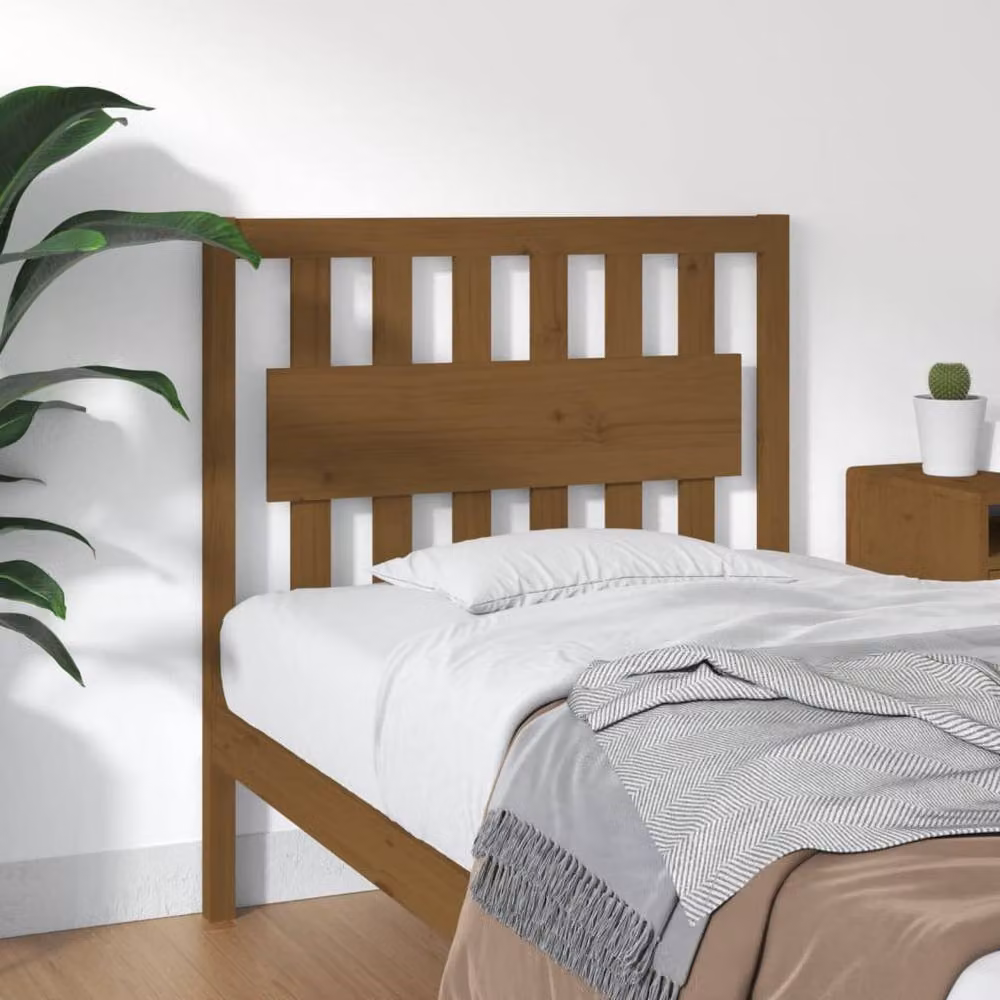 Berkfield Home Rustic Solid Pine Wood Bed Headboard in Honey Brown, W/D/H: 95.5 x 4 x 100 cm – 2