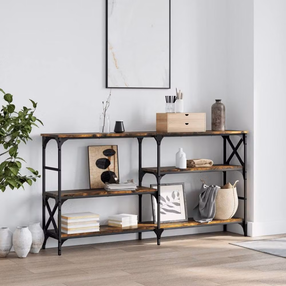 Berkfield Home Console Table in Smoked Oak Brown, W/D/H: 150 x 29 x 76.5 cm – 2