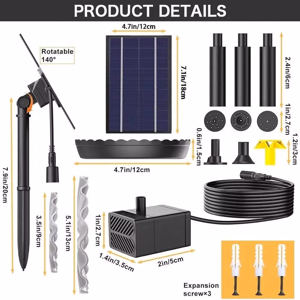 Havendro 4W Solar Powered 2 Tier Cascade Bird Bath in Black – 3