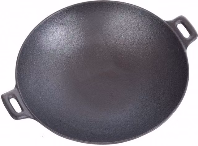 Oypla Non Stick Cast Iron Wok Skillet in Black