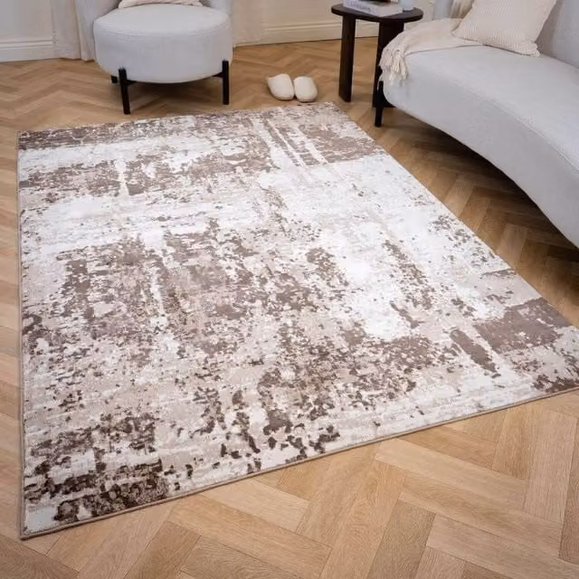 THE RUGS Elaris Stain Resistant Abstract Distressed Living Room Area Rug in Beige, W/D/H: 290 x 200 cm – 1