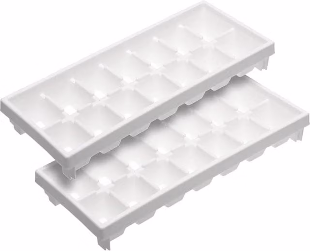 KitchenCraft Set of 2 Rectangular Flexible Plastic Ice Cube Trays in Transparent White